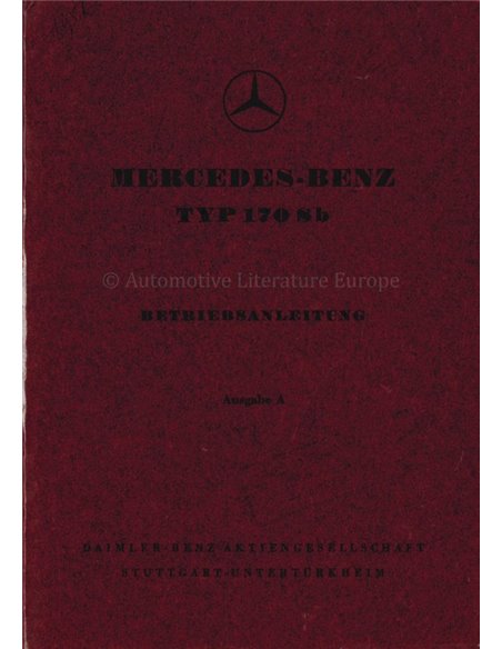 1952 MERCEDES BENZ TYPE 170 SB OWNERS MANUAL GERMAN