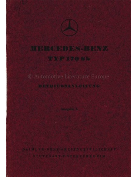 1952 MERCEDES BENZ TYPE 170 SB OWNERS MANUAL GERMAN