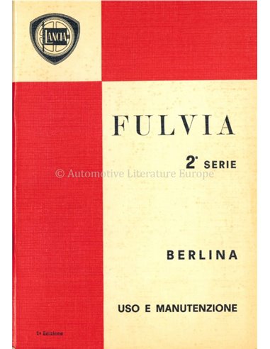 1971 LANCIA FULVIA BERLINA OWNERS MANUAL ITALIAN