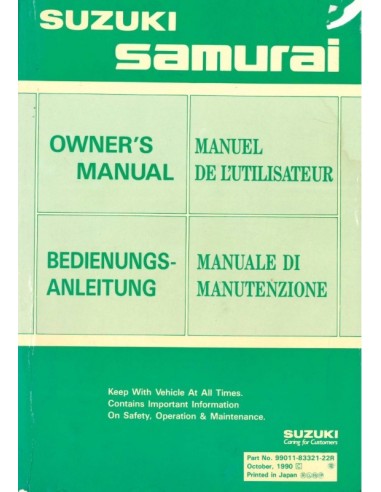 1990 SUZUKI SAMURAI OWNERS MANUAL