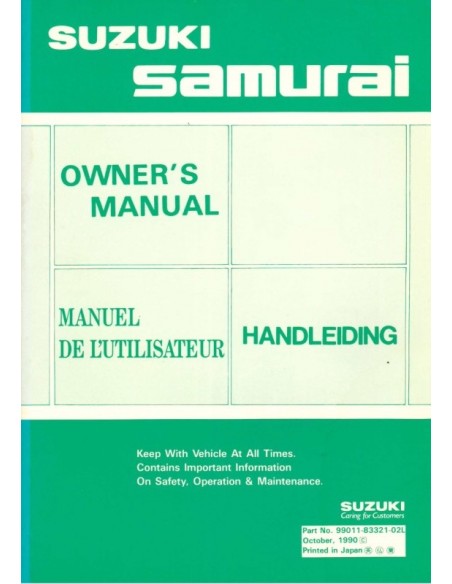 1990 SUZUKI SAMURAI OWNERS MANUAL ENGLISH DUTCH FRENCH