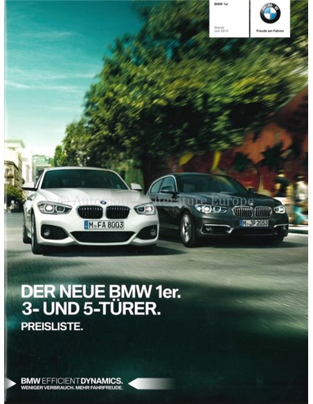2015 BMW 1 SERIE BROCHURE DUITS