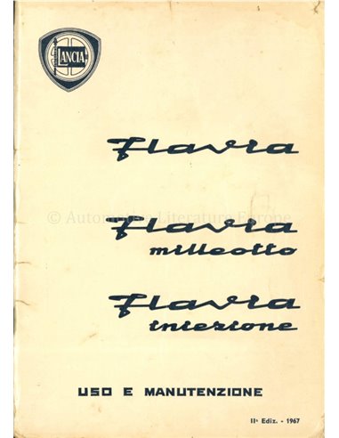 1967 LANCIA FLAVIA BETRIEBSANLEITUNG ITALIENISCH