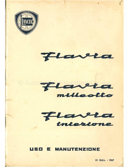 1967 LANCIA FLAVIA OWNERS MANUAL ITALIAN