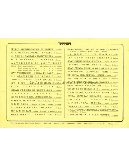 1949 FERRARI 166 INTER 2+2 BROCHURE ITALIAN