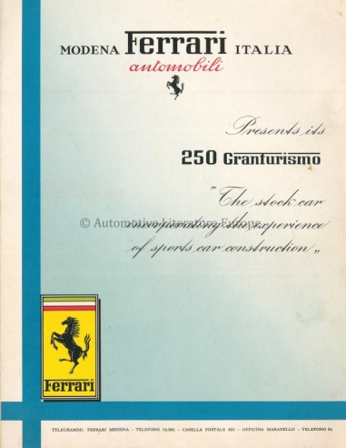 1956 FERRARI 250 GRANTURISMO BROCHURE ENGELS