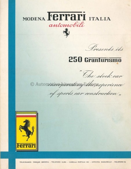 1956 FERRARI 250 GRANTURISMO BROCHURE ENGELS