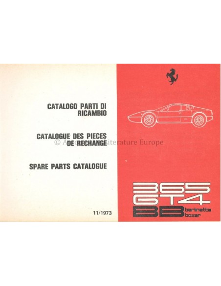 1973 FERRARI 365 GT4 BB ONDERDELENHANDBOEK 89/73