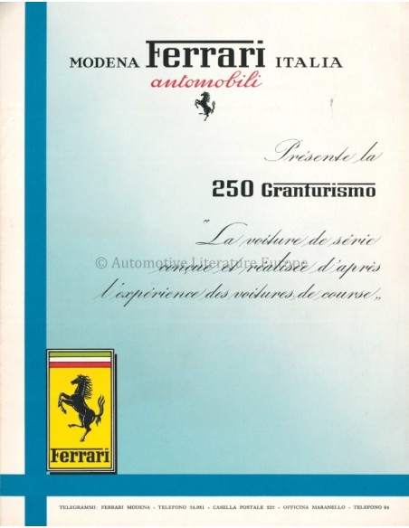 1956 FERRARI 250 GRANTURISMO PROSPEKT FRANZÖSISCH