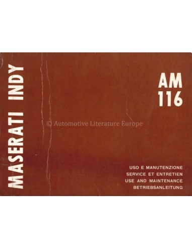 1971 MASERATI INDY OWNERS MANUAL IT - FR - GB - DE