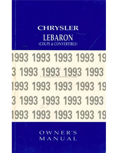 1993 CHRYSLER LE BARON OWNER'S MANUAL ENGLISH (US)