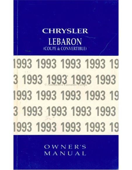 1993 CHRYSLER LE BARON OWNER'S MANUAL ENGLISH (US)