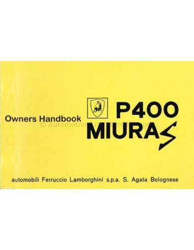 1968 LAMBORGHINI MIURA P400 S INSTRUCTIEBOEKJE ITALIAANS