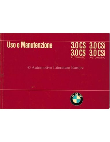 1973 BMW 3.0 CS / 3.0 CSI AUTOMATIC OWNERS MANUAL ITALIAN