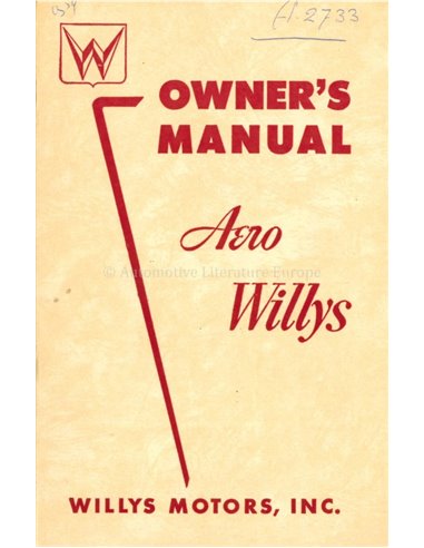 1954 WILLYS AERO PASSENGER CARS OWNER'S MANUAL ENGLISH
