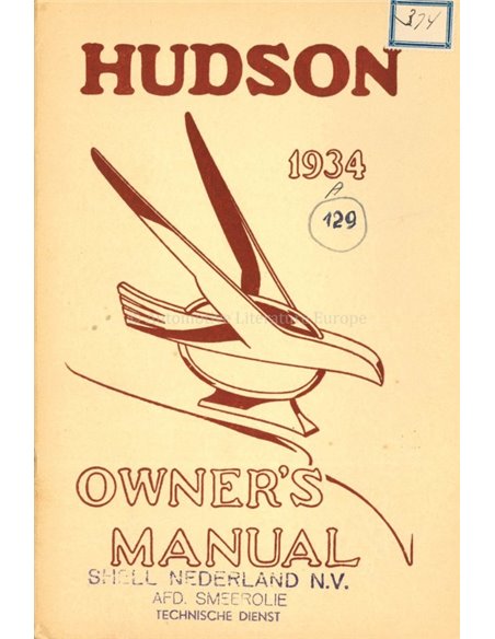 1934 HUDSON EIGHT OWNER'S MANUAL ENGLISH