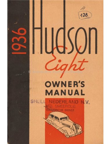 1936 HUDSON EIGHT INSTRUCTIEBOEKJE ENGELS