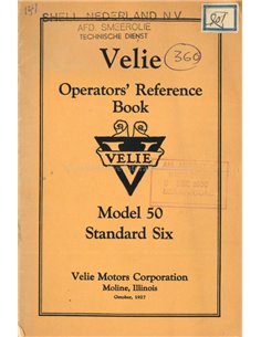 1928 VELIE MODEL 50 INSTRUCTIEBOEKJE ENGELS