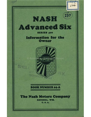 1929 NASH ADVANCED SIX BETRIEBSANLEITUNG ENGLISCH