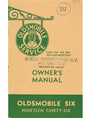 1936 OLDSMOBILE SIX OWNER'S MANUAL ENGLISH