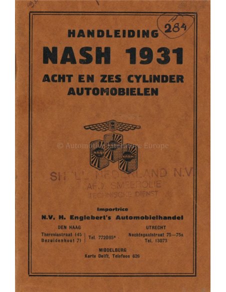 1931 NASH BETRIEBSANLEITUNG NIEDERLÄNDISCH