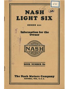 1926 NASH LIGHT SIX BETRIEBSANLEITUNG ENGLISCH