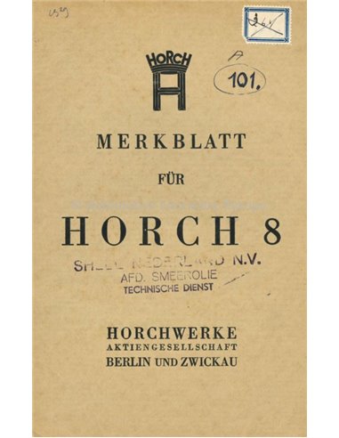 1929 HORCH 8 BETRIEBSANLEITUNG DEUTSCH