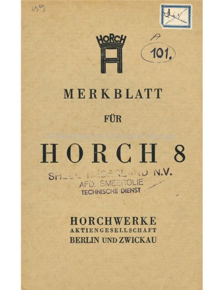 1929 HORCH 8 INSTRUCTIEBOEKJE DUITS