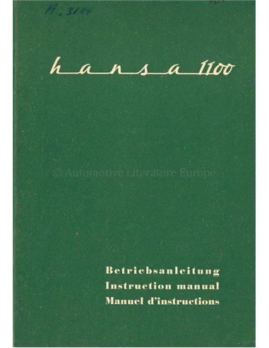 1959 HANSA 1100 INSTRUCTIEBOEKJE DUITS ENGELS FRANS