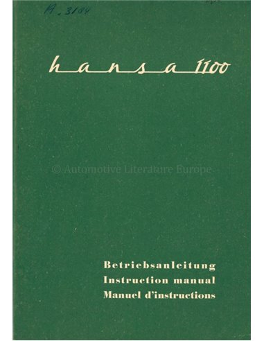 1959 HANSA 1100 OWNERS MANUAL GERMAN ENGLISH FRENCH