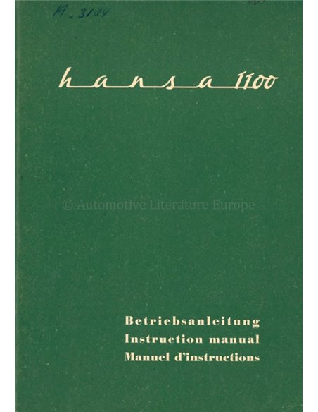 1959 HANSA 1100 BETRIEBSANLEITUNG DEUTSCH ENGLISCH FRANZÖSISCH