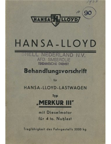 1935 HANSA MERKUR III BETRIEBSANLEITUNG DEUTSCH