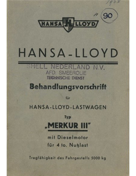 1935 HANSA MERKUR III INSTRUCTIEBOEKJE DUITS