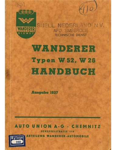 1937 WANDERER BETRIEBSANLEITUNG DEUTSCH