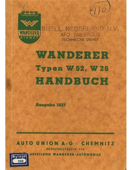 1937 WANDERER BETRIEBSANLEITUNG DEUTSCH