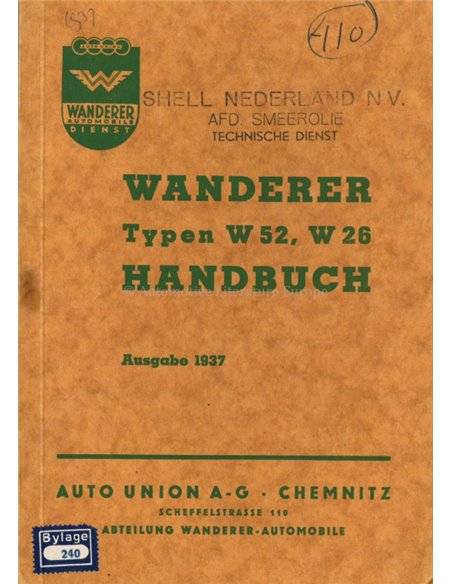 1937 WANDERER OWNERS MANUAL GERMAN