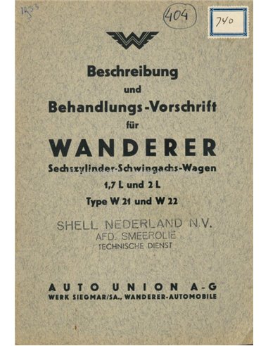 1933 WANDERER OWNERS MANUAL GERMAN