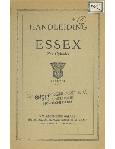 1929 ESSEX BETRIEBSANLEITUNG NIEDERLÄNDISCH