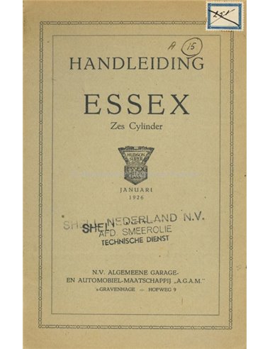 1926 ESSEX INSTRUCTIEBOEKJE NEDERLANDS