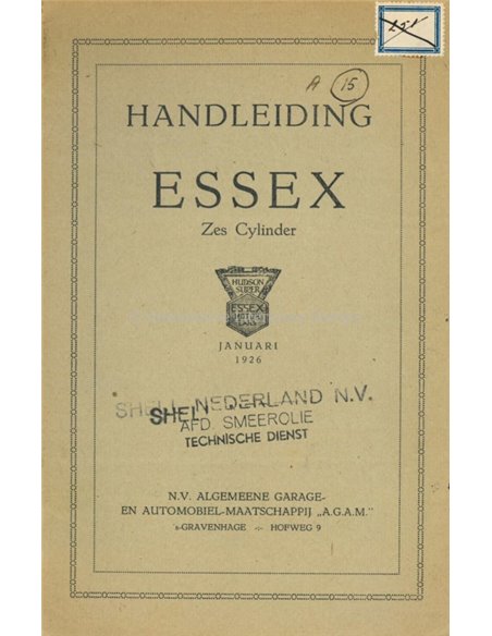 1929 ESSEX BETRIEBSANLEITUNG NIEDERLÄNDISCH