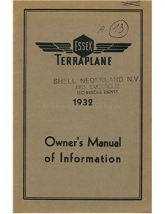 1932 ESSEX TERRAPLANE OWNERS MANUAL ENGLISH
