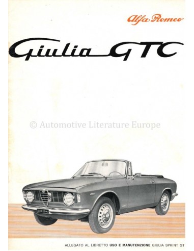 1965 ALFA ROMEO GIULIA GTC BETRIEBSANLEITUNG ANLAGE ITALIENISCH