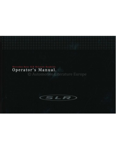 2009 MERCEDES BENZ SLR MCLAREN ROADSTER BETRIEBSANLEITUNG ENGLISCH USA