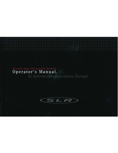2009 MERCEDES BENZ SLR MCLAREN ROADSTER BETRIEBSANLEITUNG ENGLISCH USA