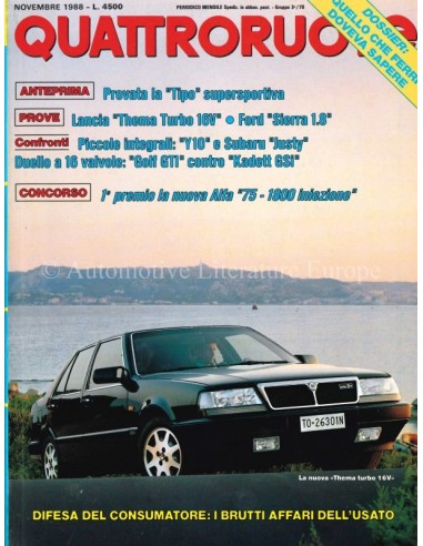 1988 QUATTRORUOTE MAGAZIN 397 ITALIENISCH