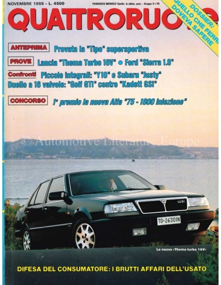 1988 QUATTRORUOTE MAGAZINE 397 ITALIAN