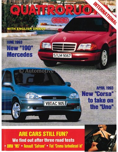 1993 QUATTRORUOTE MAGAZINE 448 ITALIAN