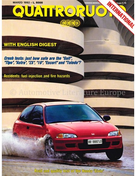 1992 QUATTRORUOTE MAGAZINE 437 ITALIAN