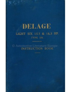 1928 DELAGE TYPE DR INSTRUCTIEBOEKJE ENGELS