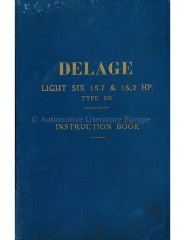 1928 DELAGE TYPE DR INSTRUCTIEBOEKJE ENGELS